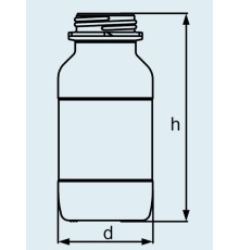 Бутыль DURAN Group 1000 мл, GL60, квадратная, широкогорлая, без крышки и сливного кольца, коричневое силикатное стекло