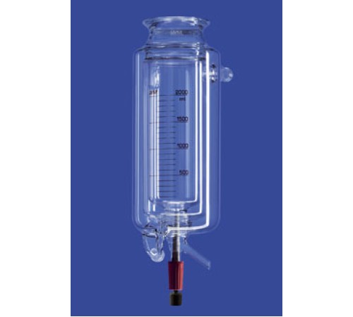 Реактор Lenz цилиндрический, LF100, 0,25 л, с термо и вакуумной рубашкой, со сливным клапаном, соединения KF15